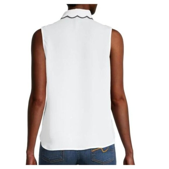 Laundry by Shelli Segal Sleeveless Scalloped Blouse Mint‎ M - Picture 2 of 5